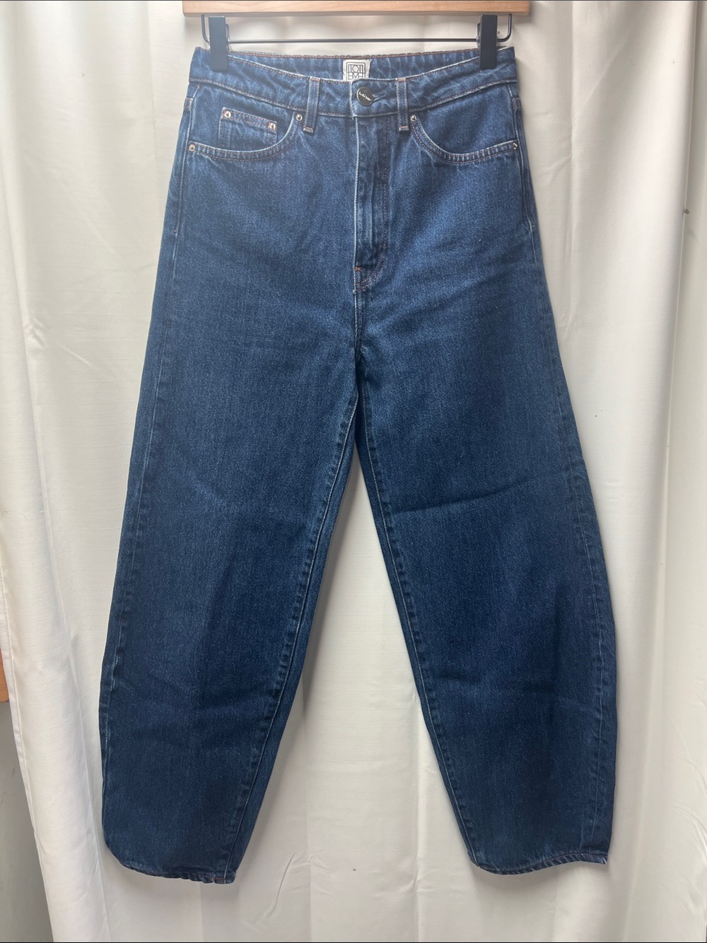 Toteme Dark Blue High-Rise Wide-Leg Jeans - Picture 2 of 7